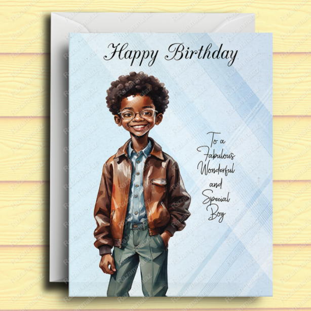 Black Boy Birthday Card Q